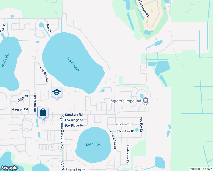 map of restaurants, bars, coffee shops, grocery stores, and more near 325 Lake Daisy Loop in Winter Haven
