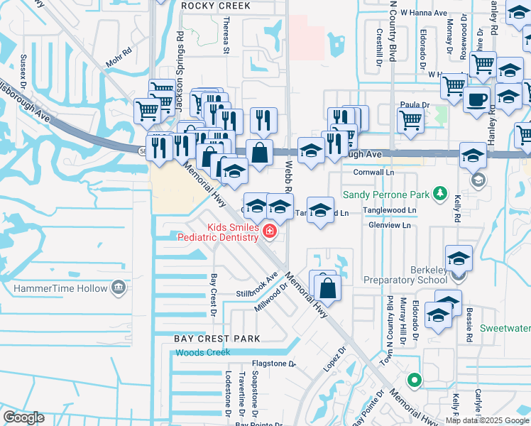 map of restaurants, bars, coffee shops, grocery stores, and more near 8334 Civic Road in Tampa