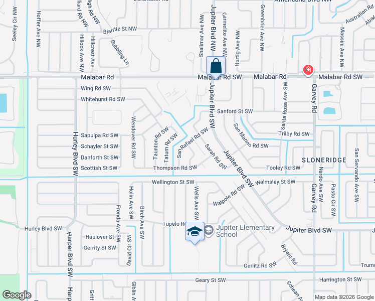 map of restaurants, bars, coffee shops, grocery stores, and more near in Palm Bay