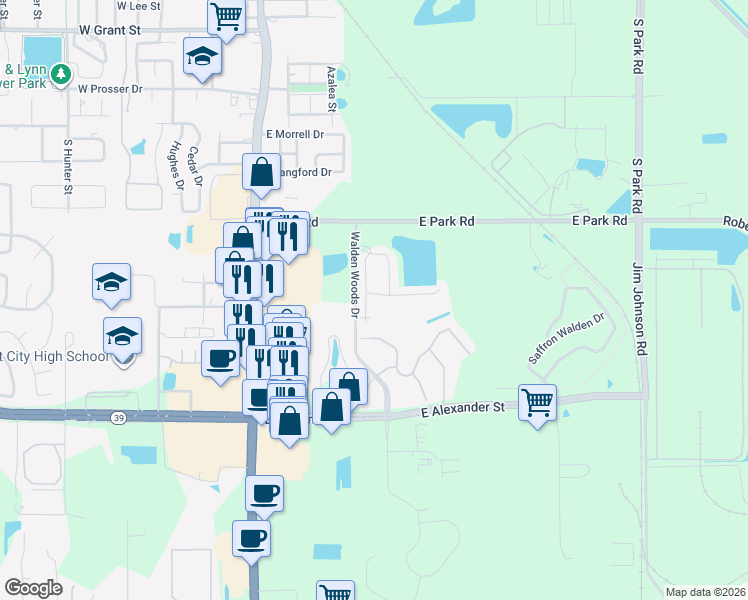 map of restaurants, bars, coffee shops, grocery stores, and more near 2051 Greenwood Valley Drive in Plant City