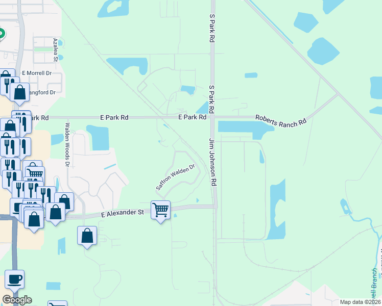 map of restaurants, bars, coffee shops, grocery stores, and more near 1801 Jim Johnson Road in Plant City