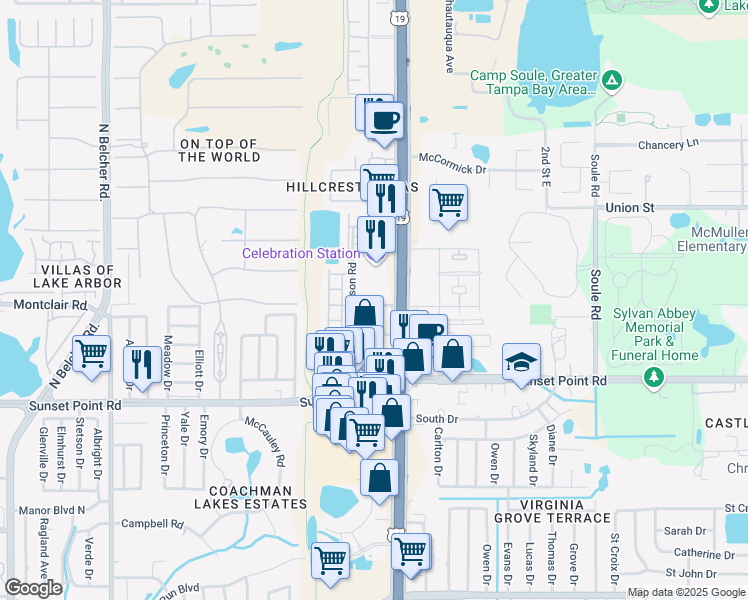 map of restaurants, bars, coffee shops, grocery stores, and more near 2003 Sea Front Court in Clearwater