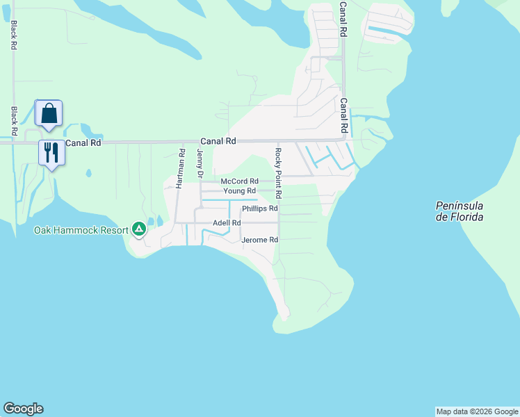 map of restaurants, bars, coffee shops, grocery stores, and more near 3901 Young Road in Lake Wales