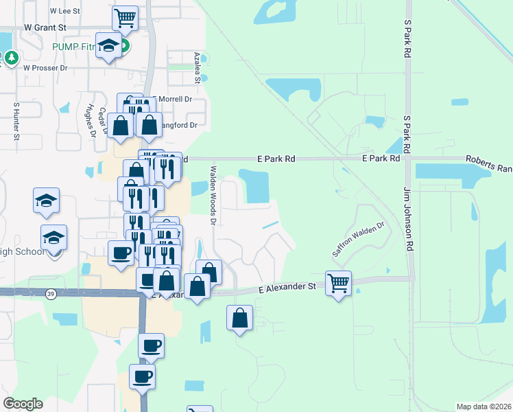 map of restaurants, bars, coffee shops, grocery stores, and more near 817 Wiltonway Drive in Plant City