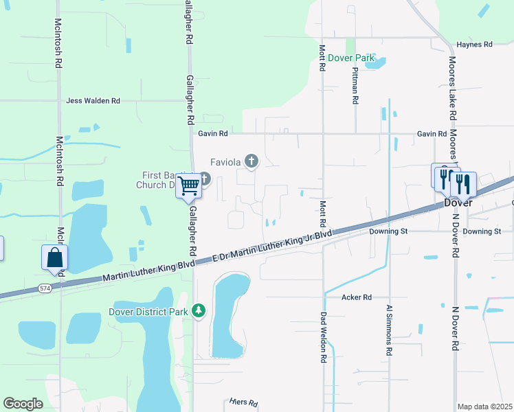 map of restaurants, bars, coffee shops, grocery stores, and more near 3262 San Diego Lane in Dover