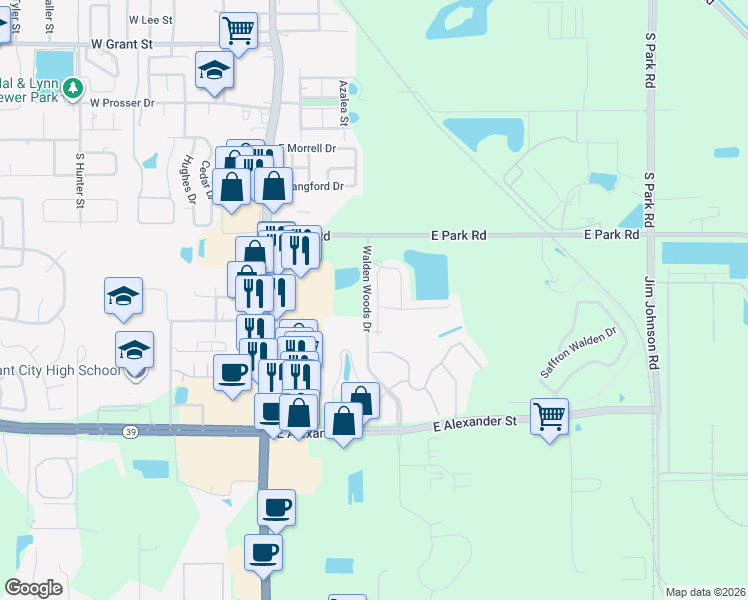 map of restaurants, bars, coffee shops, grocery stores, and more near 2002 Greenwood Valley Drive in Plant City