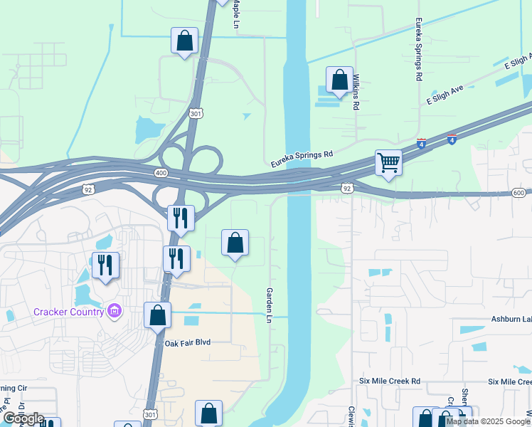 map of restaurants, bars, coffee shops, grocery stores, and more near 5014 Garden Lane in Tampa