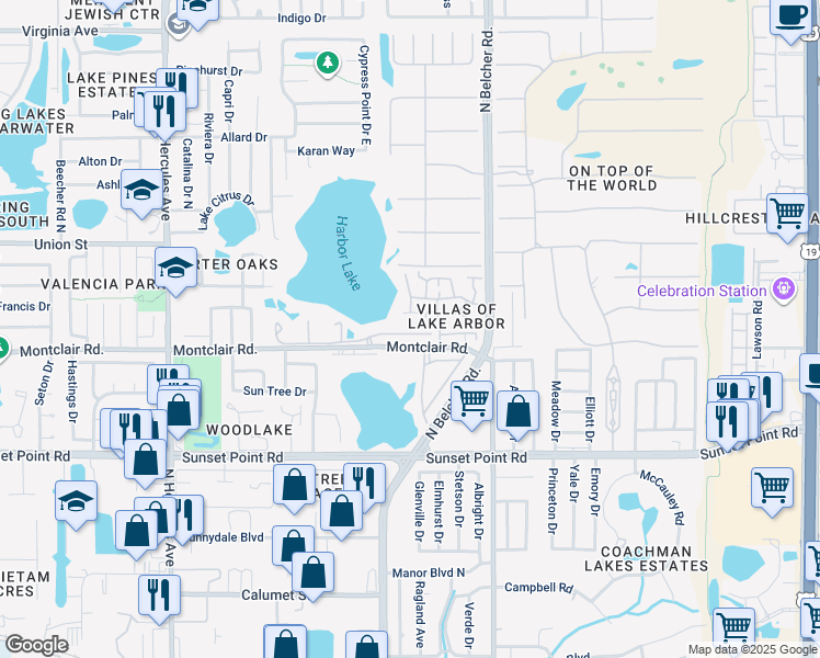 map of restaurants, bars, coffee shops, grocery stores, and more near 2210 Utopian Drive East in Clearwater