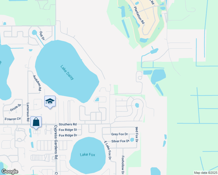 map of restaurants, bars, coffee shops, grocery stores, and more near 114 Lake Daisy Terrace in Winter Haven