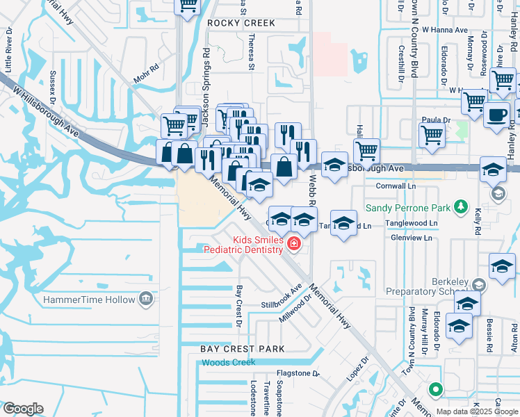 map of restaurants, bars, coffee shops, grocery stores, and more near 8411 Civic Road in Tampa