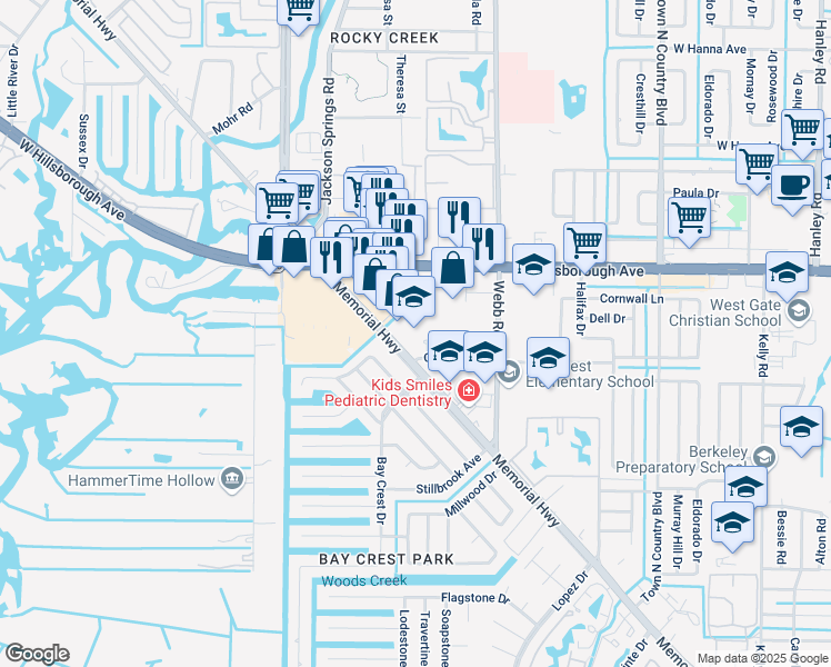 map of restaurants, bars, coffee shops, grocery stores, and more near 8411 Civic Road in Tampa