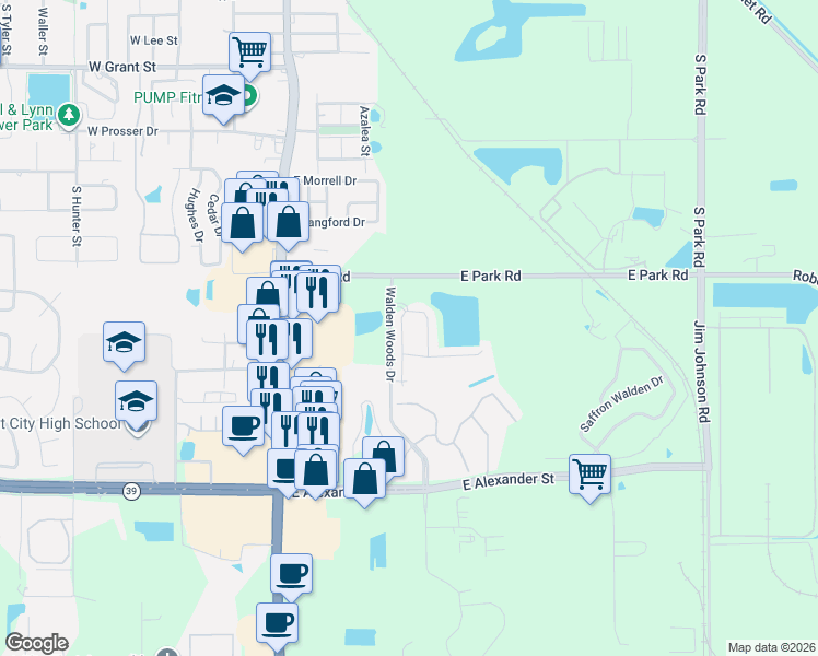map of restaurants, bars, coffee shops, grocery stores, and more near 1919 Greenwood Valley Drive in Plant City