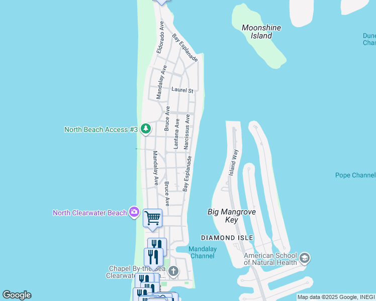 map of restaurants, bars, coffee shops, grocery stores, and more near 830 Verbena Street in Clearwater