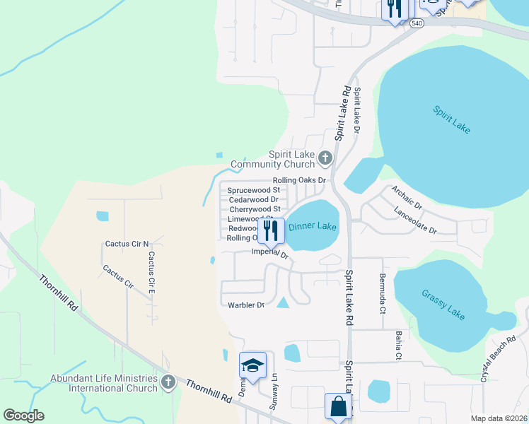 map of restaurants, bars, coffee shops, grocery stores, and more near 4415 Limewood Street in Winter Haven