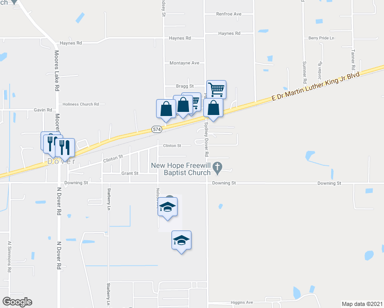 map of restaurants, bars, coffee shops, grocery stores, and more near 14624 Lovitis Park Lane in Dover
