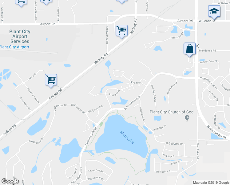 map of restaurants, bars, coffee shops, grocery stores, and more near 2306 South Fairway Drive in Plant City