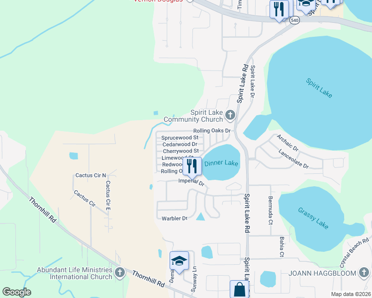 map of restaurants, bars, coffee shops, grocery stores, and more near 4415 Limewood Street in Winter Haven