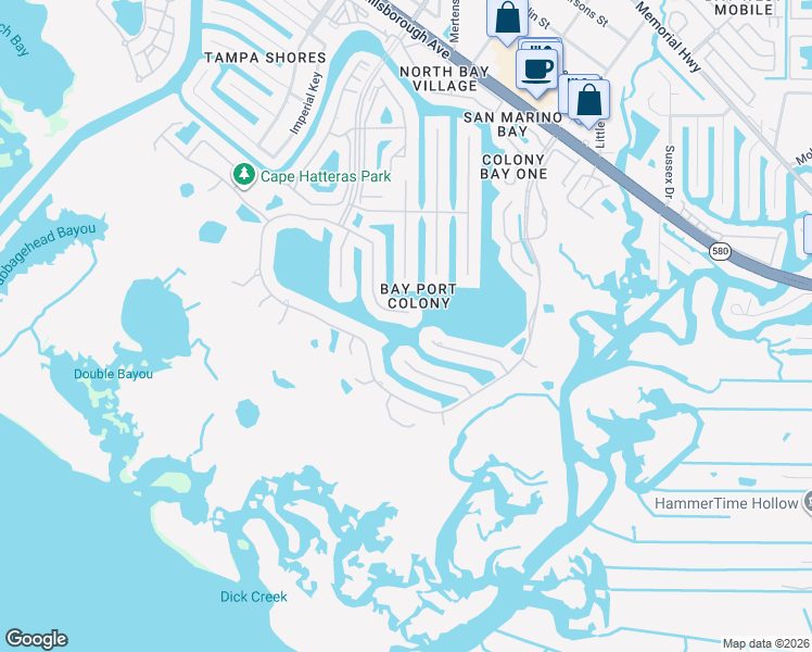 map of restaurants, bars, coffee shops, grocery stores, and more near 4804 Longwater Way in Tampa