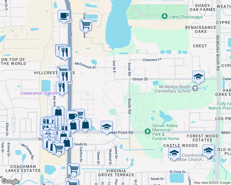 map of restaurants, bars, coffee shops, grocery stores, and more near 2720 Regency Oaks Boulevard in Clearwater