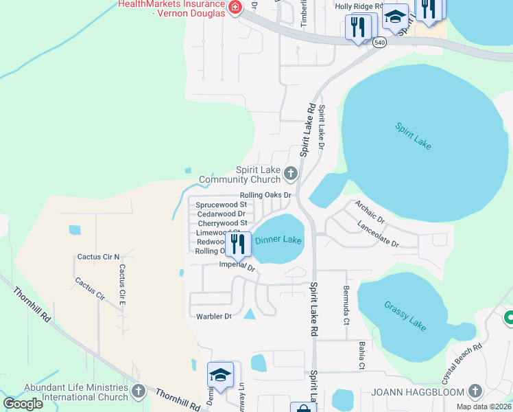 map of restaurants, bars, coffee shops, grocery stores, and more near 4805 Plumwood Street in Winter Haven