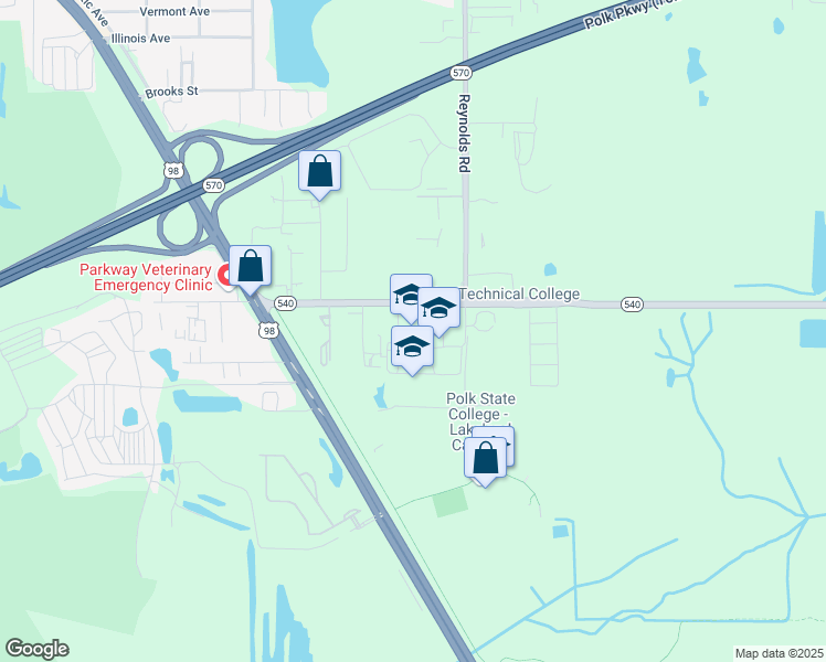 map of restaurants, bars, coffee shops, grocery stores, and more near 3225 Winter Lake Road in Lakeland
