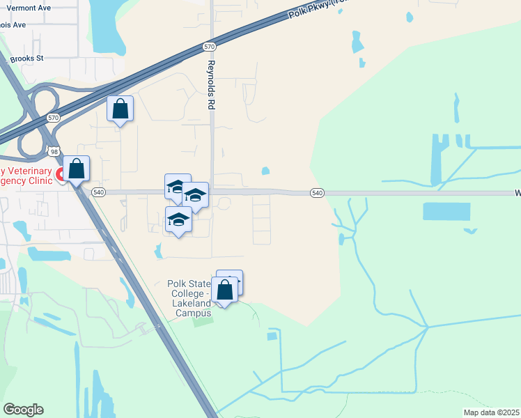 map of restaurants, bars, coffee shops, grocery stores, and more near 3625 Winter Lake Road in Lakeland