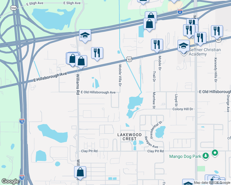 map of restaurants, bars, coffee shops, grocery stores, and more near 5329 Hillsborough Circle in Tampa