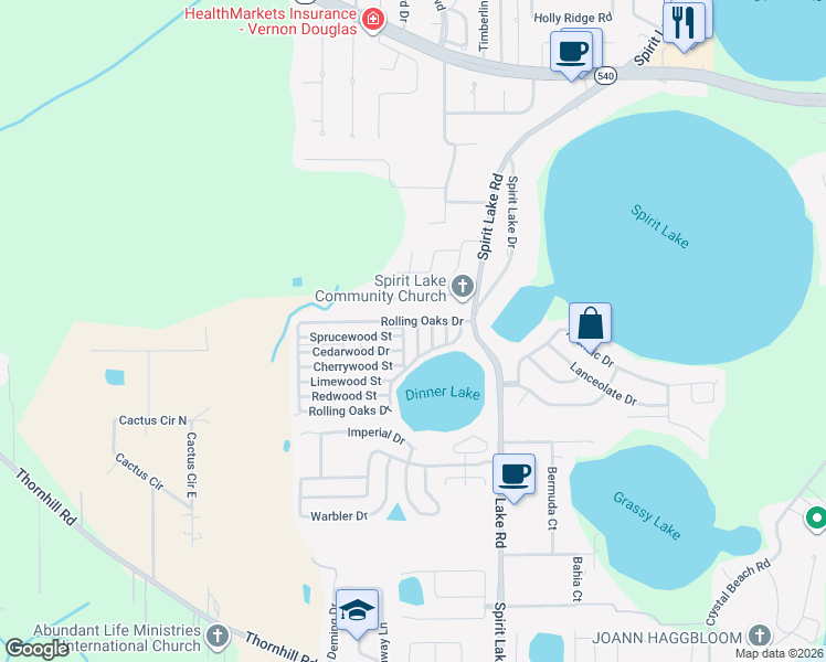 map of restaurants, bars, coffee shops, grocery stores, and more near 4805 Plumwood Street in Winter Haven