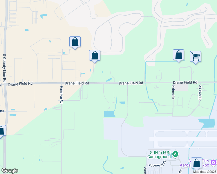map of restaurants, bars, coffee shops, grocery stores, and more near 4600 Drane Field Road in Lakeland
