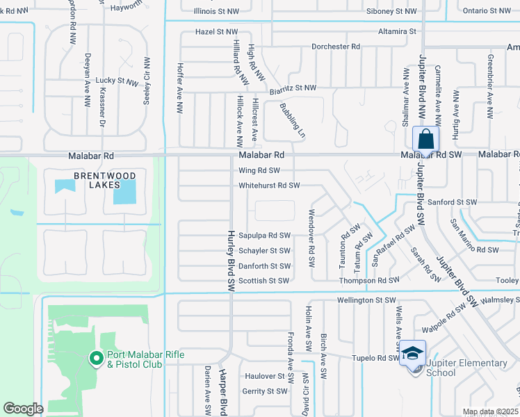 map of restaurants, bars, coffee shops, grocery stores, and more near 240 Gertrude Avenue Southwest in Palm Bay