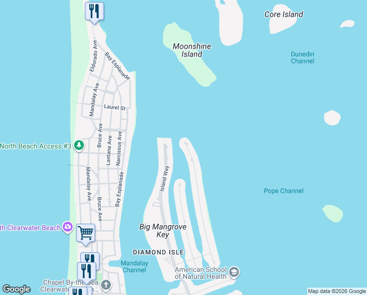 map of restaurants, bars, coffee shops, grocery stores, and more near 878 Harbor Island in Clearwater