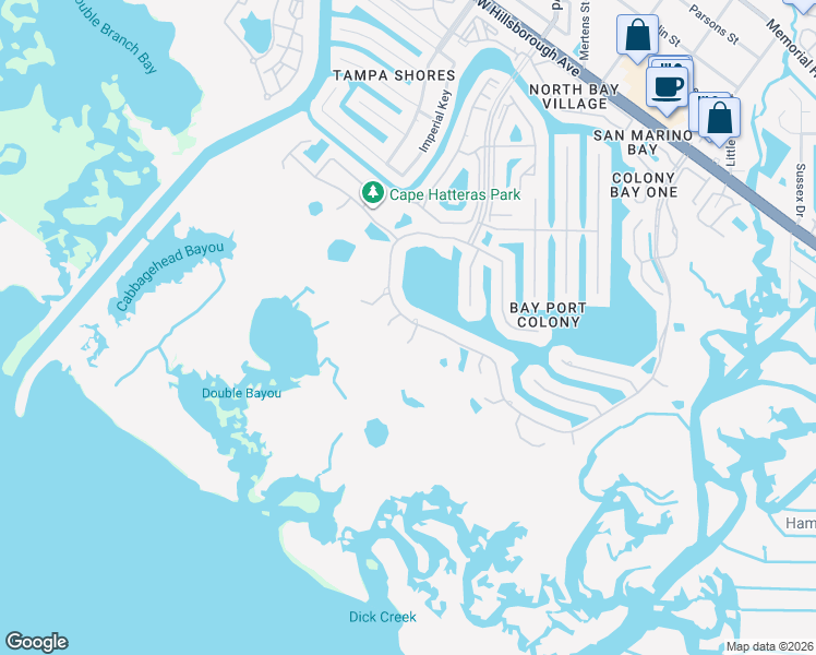 map of restaurants, bars, coffee shops, grocery stores, and more near 10301 Manta Way in Tampa