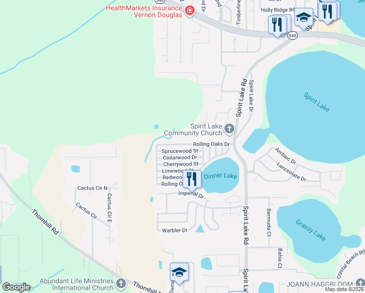 map of restaurants, bars, coffee shops, grocery stores, and more near 4135 Sprucewood Street in Winter Haven