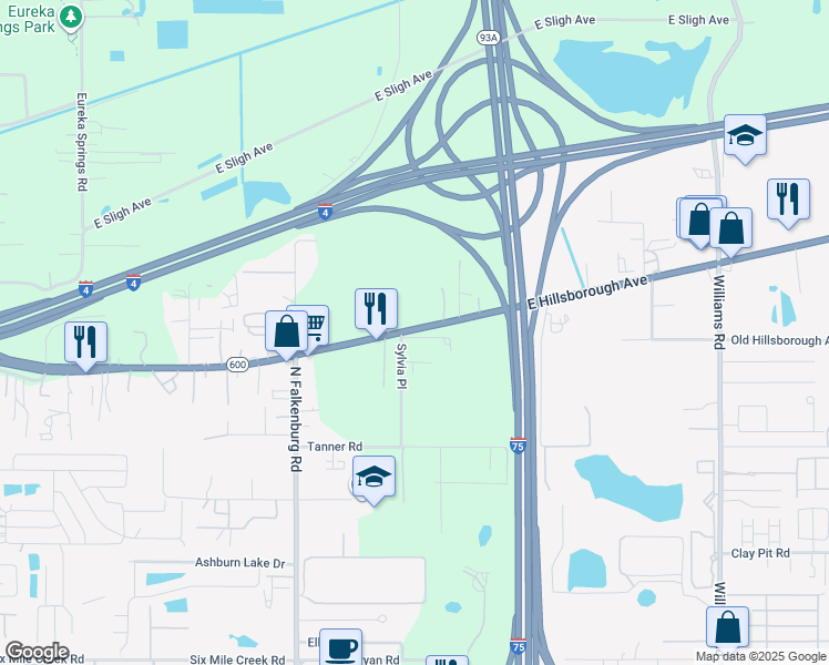 map of restaurants, bars, coffee shops, grocery stores, and more near 10302 Old Hillsborough Avenue in Tampa