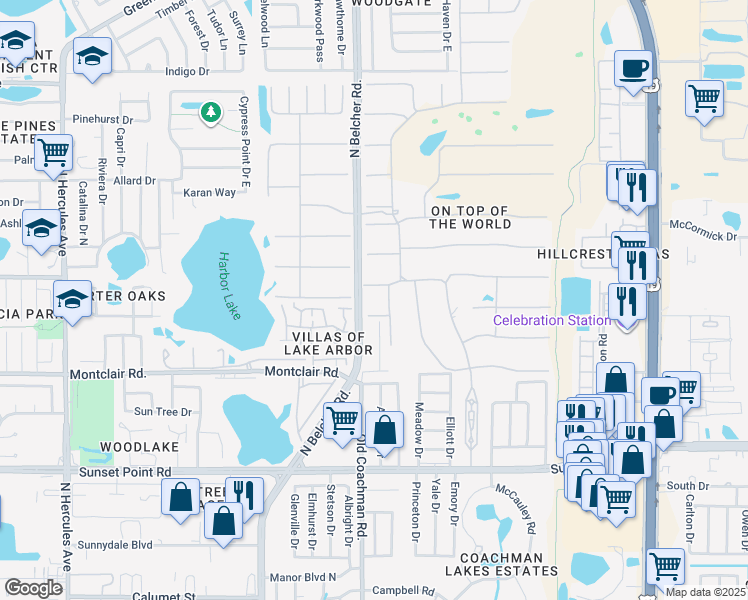 map of restaurants, bars, coffee shops, grocery stores, and more near 2311 Brisbane Street in Clearwater