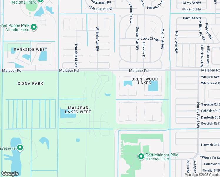 map of restaurants, bars, coffee shops, grocery stores, and more near 1650 Malabar Road in Palm Bay
