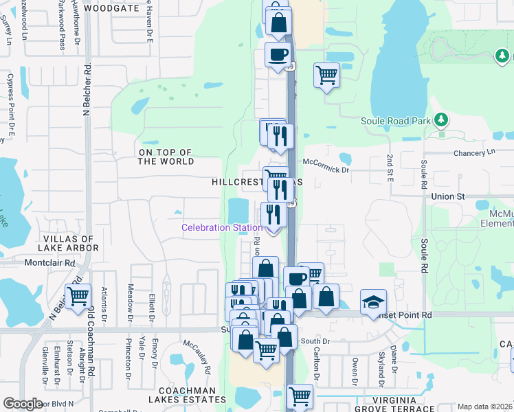 map of restaurants, bars, coffee shops, grocery stores, and more near 24862 U.S. 19 in Clearwater