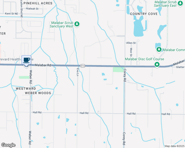 map of restaurants, bars, coffee shops, grocery stores, and more near 1765 Sandy Creek Lane in Malabar