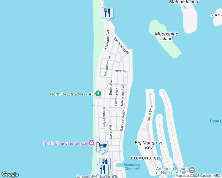 map of restaurants, bars, coffee shops, grocery stores, and more near 46 Kipling Plaza in Clearwater