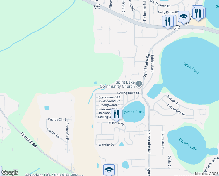 map of restaurants, bars, coffee shops, grocery stores, and more near 3950 Country Place in Winter Haven