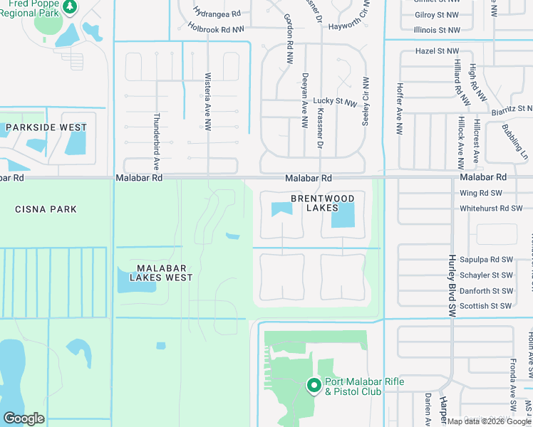 map of restaurants, bars, coffee shops, grocery stores, and more near 280 Wishing Well Circle Southwest in Palm Bay
