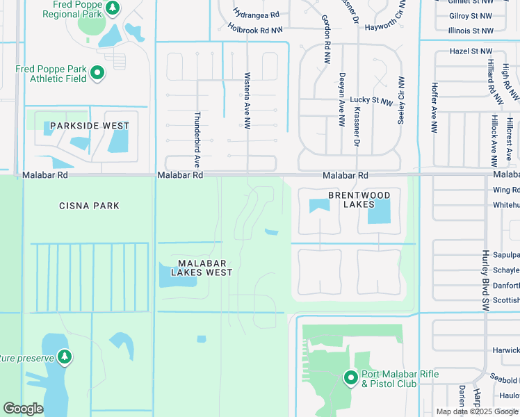 map of restaurants, bars, coffee shops, grocery stores, and more near 1650 Malabar Road in Palm Bay