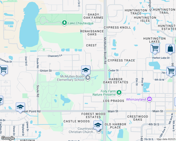 map of restaurants, bars, coffee shops, grocery stores, and more near 3025 Union Street in Clearwater