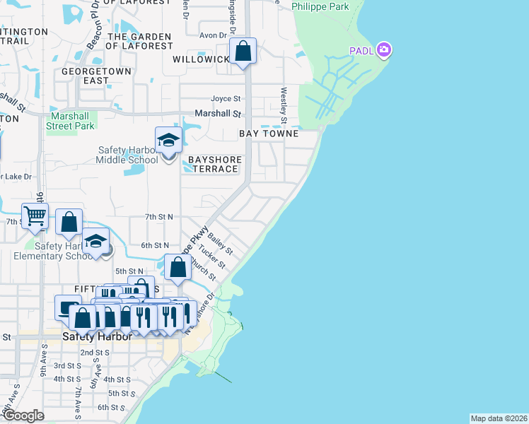 map of restaurants, bars, coffee shops, grocery stores, and more near 1060 Jesse Avenue in Safety Harbor