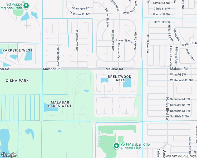 map of restaurants, bars, coffee shops, grocery stores, and more near 280 Wishing Well Circle Southwest in Palm Bay