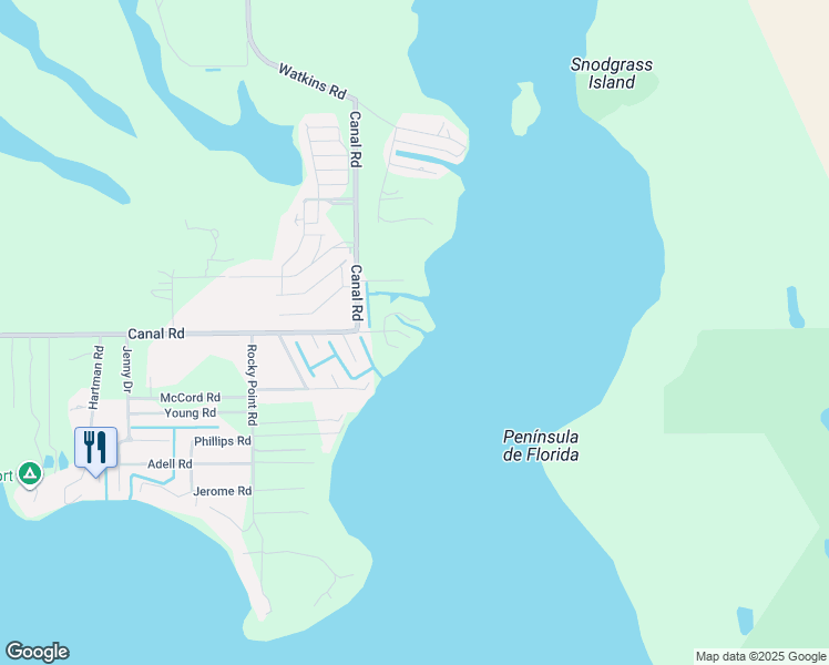 map of restaurants, bars, coffee shops, grocery stores, and more near 4365 Canal Road in Lake Wales