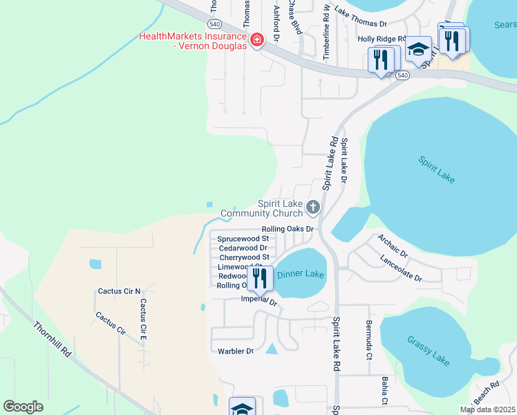 map of restaurants, bars, coffee shops, grocery stores, and more near 3939 Country Place in Winter Haven