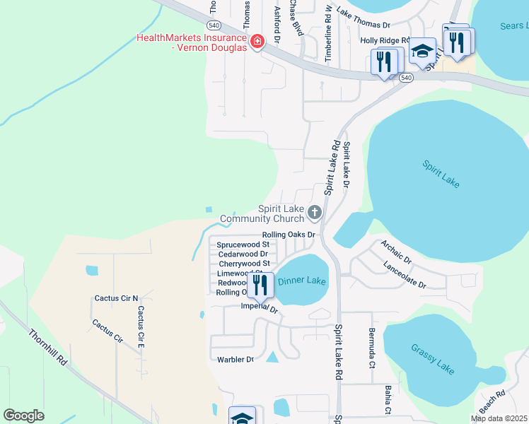 map of restaurants, bars, coffee shops, grocery stores, and more near 3939 Country Place in Winter Haven