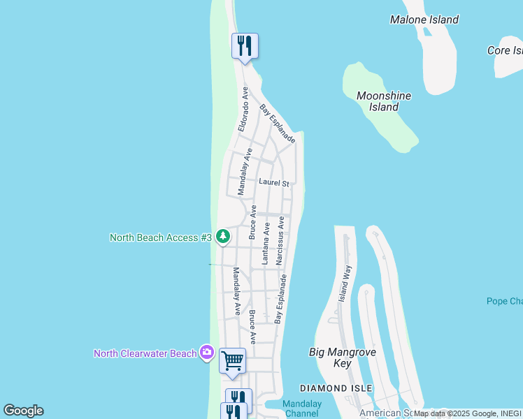 map of restaurants, bars, coffee shops, grocery stores, and more near 46 Kipling Plaza in Clearwater