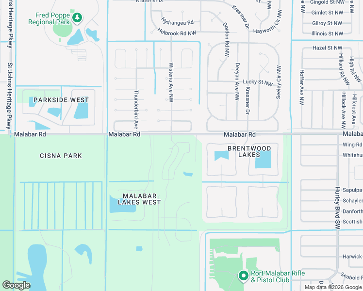 map of restaurants, bars, coffee shops, grocery stores, and more near 1650 Malabar Road in Palm Bay